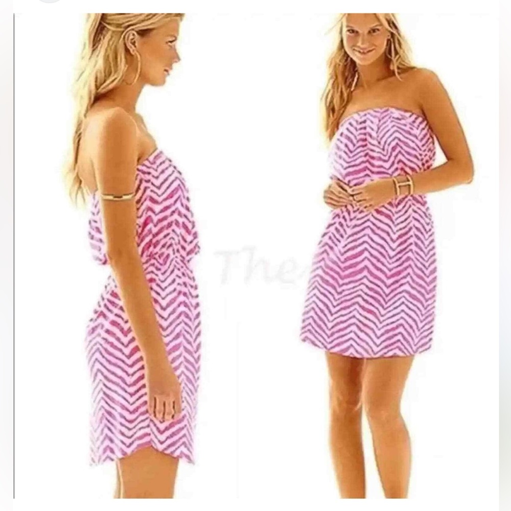 Lilly Pulitzer Windsor Zebron Strapless Mini Tropical Pink Sz XS